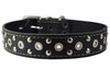 Genuine Leather Studded Dog Collar 22"x1" Black Fits 15"-19.5" Neck