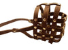 Soft Genuine Leather Dog Basket Muzzle #109 Brown - Boxer, Bulldog (Circumf 13", Snout Length 3.5")