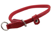 Round High Quality Genuine Rolled Leather Choke Dog Collar Red