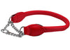 Rolled Genuine Leather Martingale Dog Collar Choker Red 7 Sizes