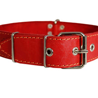 Genuine Leather Dog Collar 1.6"x27" Fits 19"-24" Neck, Red