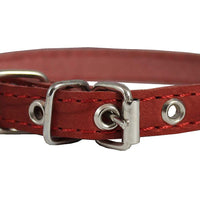 Red Real Leather Dog Collar 9.5"-13" Neck Size, 1/2" Wide Yorkshire Terrier, Puppies