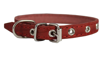 Red Real Leather Dog Collar 9.5