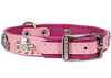 Real Leather Skull Studded Padded Dog Collar Pink/Baby-Pink