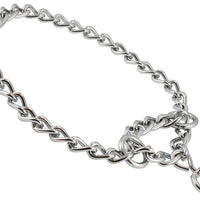 Single Chain Martingale Metal Dog Semi Choke Collar Chrome 8 Sizes