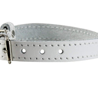 Genuine Leather Dog Collar for Smallest Dogs and Puppies 3 Sizes White
