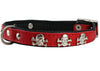 Real Leather Skull Studded Padded Dog Collar Red/Black