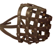 Real Leather Dog Basket Muzzle #115 Brown (Circumf 18", Snout Length 4.7") XXLarge