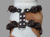 6 lbs Genuine Leather Weighted Pulling Dog Harness for Exercise and Train Fits 28"-35" Chest Brown
