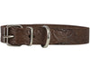 Genuine Tooled Leather Dog Collar Floral Pattern Brown 3 Sizes