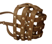 Real Leather Dog Basket Muzzle #113 Brown (Circumference 16", Snout Length 4") Mastiff, Newfoundland
