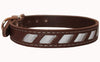 Genuine Leather Reflective Dog Collar 24"x1" Brown Fits 17"-21.5" Neck