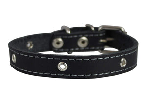 Real Leather Studded Dog Collar 15"x5/8" Black Fits 10.5"-13.5" Neck