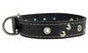 Genuine Leather Studded Dog Collar, Black, 1" Wide. Fits 13"-17.5" Neck Size