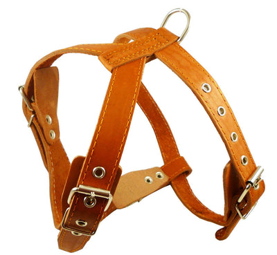 Orange Genuine Leather Dog Harness, Medium. 25
