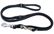 6 Way Multifunctional Leather Dog Leash Braided Adjustable Lead Black 42"-84" Long 3/4" Wide(18 mm)