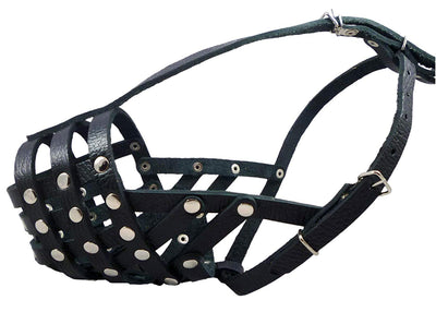 Secure Leather Mesh Dog Basket Dog Muzzle #11 Black (Circumference 12