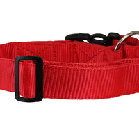 Heavy Duty Adjustable Red Nylon Dog Collar 1.25" Wide. Fits 15"-25" Neck Large