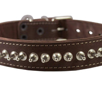Thick Genuine Real Leather Spiked Dog Collar 1.5" Wide Brown Sized to Fit 18"-22.5" Neck