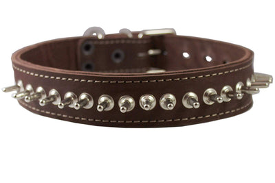 Thick Genuine Real Leather Spiked Dog Collar 1.5