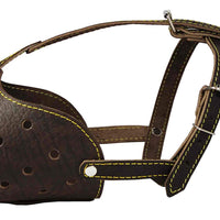 Real Leather Cage Basket Secure Dog Muzzle Brown - Great Dane, Mastiff (Circumf 17", Snout 5")