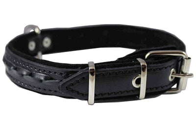 Genuine Leather Braided Dog Collar, Black 1