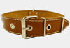 Genuine 1.5" Wide Thick Leather Studded Dog Collar. Tan, Fits 17"-21.5" Neck, Large Breeds.