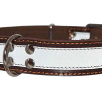 Genuine Leather Reflective Dog Collar 27" Long 1.6" Wide Brown Fits 19.5"-23.5" Neck