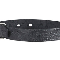 Genuine Tooled Leather Dog Collar Hunting Pattern Black 3 Sizes