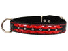 Genuine Leather Braided Studded Dog Collar,Red on Black 1.25" Wide. Fits 16"-20.5" Neck.