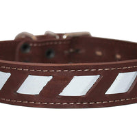Genuine Leather Reflective Dog Collar 26"x1.5" Brown Fits 18"-23" Neck