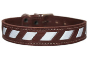 Genuine Leather Reflective Dog Collar 26"x1.5" Brown Fits 18"-23" Neck