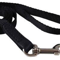 Dog Leash 1/2" Wide Nylon 5ft Length with Leather Enforced Snap Black Small