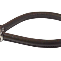 Round Genuine Rolled Leather Choke Dog Collar 19" Long Brown