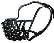 Secure Leather Mesh Basket Dog Muzzle #15 Black - Rottweiler (Circumference 13.5", Snout Length 4")