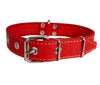 Dogs My Love Genuine Leather Dog Collar 1.25"x22" Fits 15"-20" Neck, Red, German Shepherd