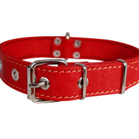 Dogs My Love Genuine Leather Dog Collar 1.25"x22" Fits 15"-20" Neck, Red, German Shepherd