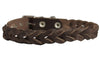 Brown Genuine Leather Braided Dog Collar Braided 1" Wide, Fits 18"-21.5" Neck, Medium