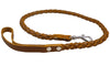 4-thong Round Fully Braided Genuine Leather Dog Leash, 4 Ft Long Brown, Large Breeds