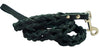 Black Genuine Leather Braided Dog Leash 45" Long 4-thong Square Braid for Medium to Large Breeds