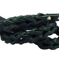 Black Genuine Leather Braided Dog Leash 45" Long 4-thong Square Braid for Medium to Large Breeds
