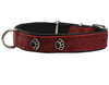 Genuine Red Leather Metal Paw Studs Soft Leather Padded Dog Collar 3/4" Wide. Fits 10"-14" Neck.