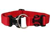 Heavy Duty Adjustable Red Nylon Dog Collar 1.25" Wide. Fits 15"-25" Neck Large
