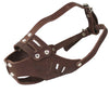 Real Leather Cage Basket Secure Dog Muzzle #119 Brown - Poodle, Spaniel (Circumf 9.5", Snout 2.5")