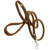 4' Genuine Leather Classic Dog Leash Brown 3/8" Wide For Smallest Breeds and Young Puppies