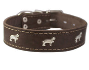 Genuine Leather Studded Dog Collar, Brown, 1.5" Wide. Fits 16"-20" Neck Size Amstaff