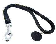 Round Genuine Rolled Leather Dog Short Leash 20" Long 5/8" Wide Black Lead for Large Breeds