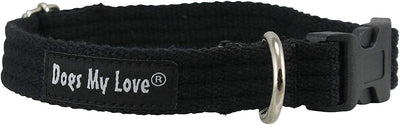 Cotton Web Adjustable Dog Collar 4 Sizes Black