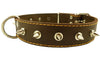Dogs My Love Real Leather Brown Spiked Dog Collar Spikes 1.5" Wide Fits 17"-21.5" Neck Large Breeds