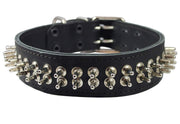 Thick Genuine Leather Spiked Dog Collar 2" wide Sized to Fit 18"-22" Neck Corso, Rottweiler, Pitbull